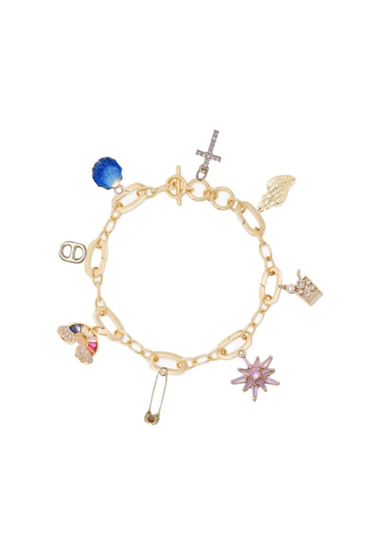 Pre made gold charm bracelet