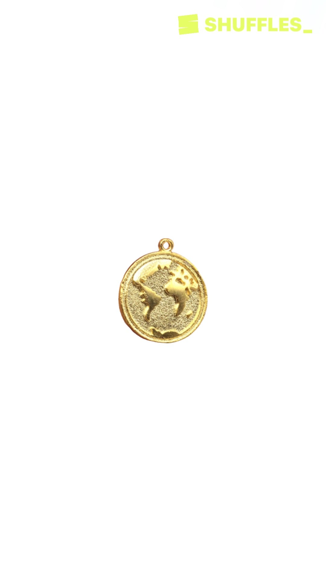 Gold world coin charm