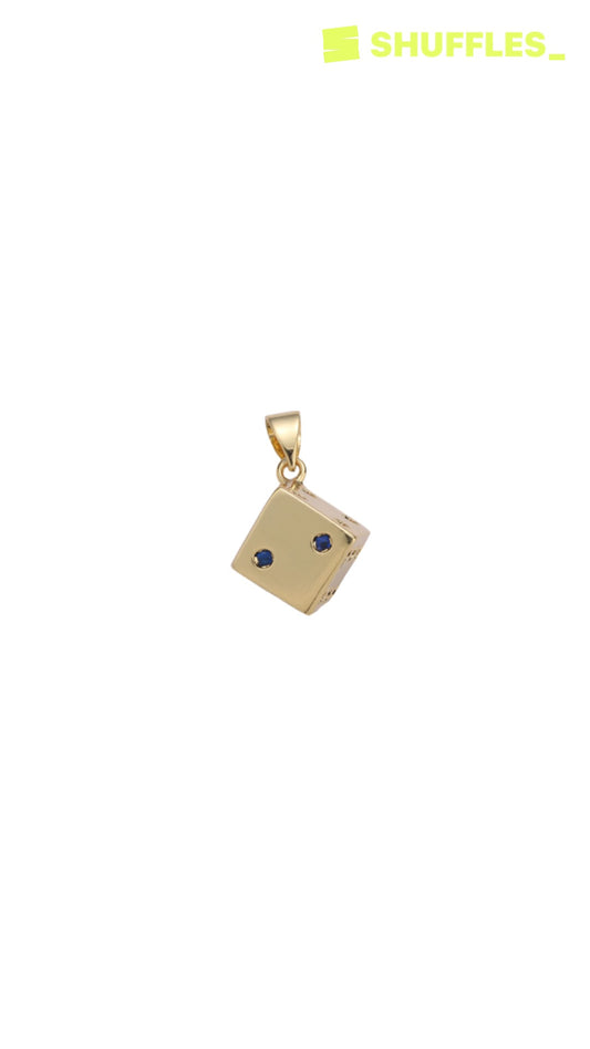 Gold blue and pink dice